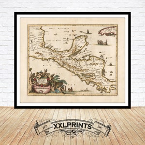 Yucatan Map Print: 1671 Ancient Fine Art Reproduction