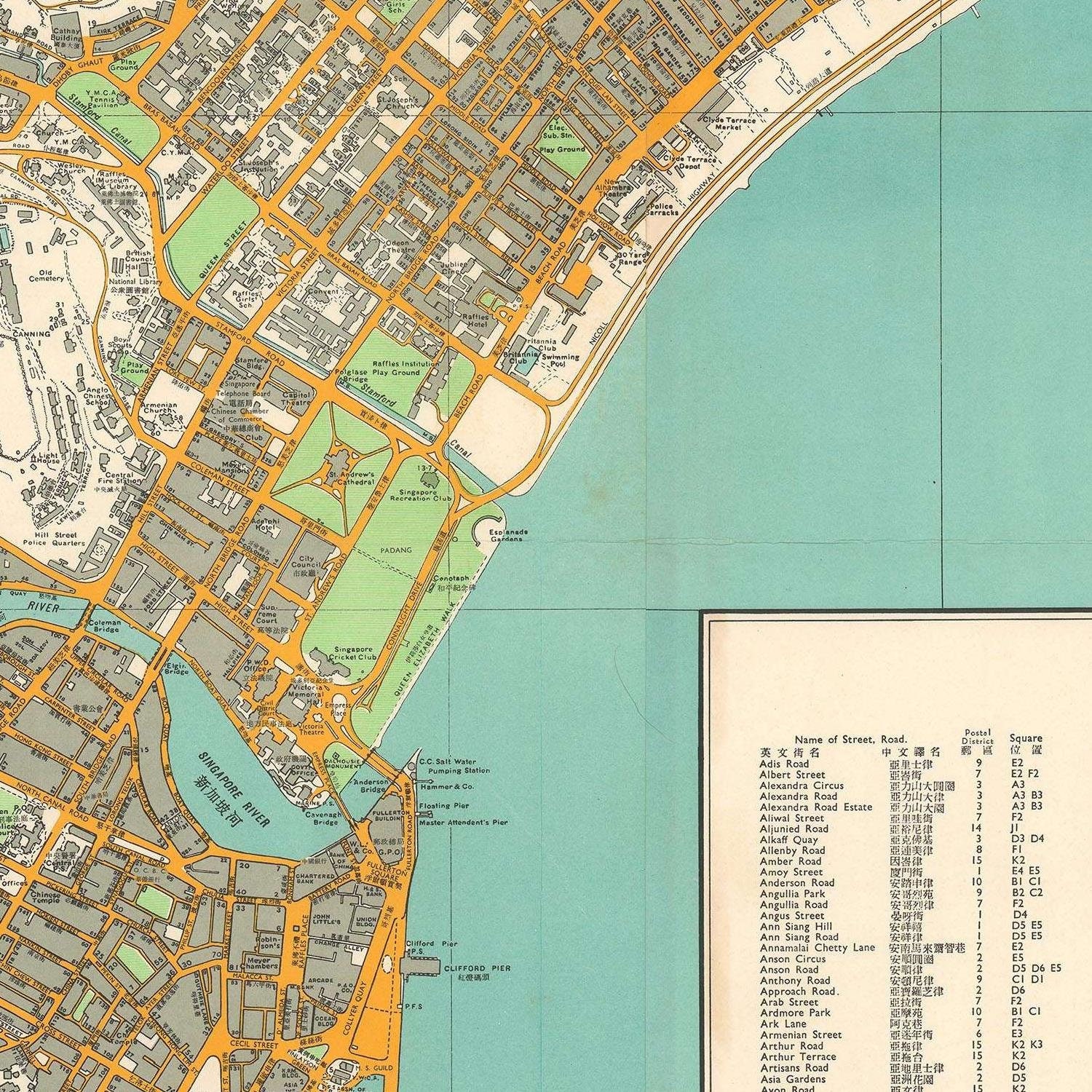 Old Map of Singapore City19th Centurybilingual Chinese - Etsy Denmark
