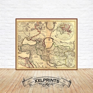 Mapa antiguo del Imperio de Alejandro Magno, 1742, mapa antiguo de Asia Menor, mapa enorme, decoración vintage, impresión de bellas artes