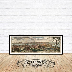 Antike Vogelschau auf Istanbul, Türkei, 1638, seltene, feine Reproduktion, große Karte, Fine Art Druck, Überformatkarte, Landkarte