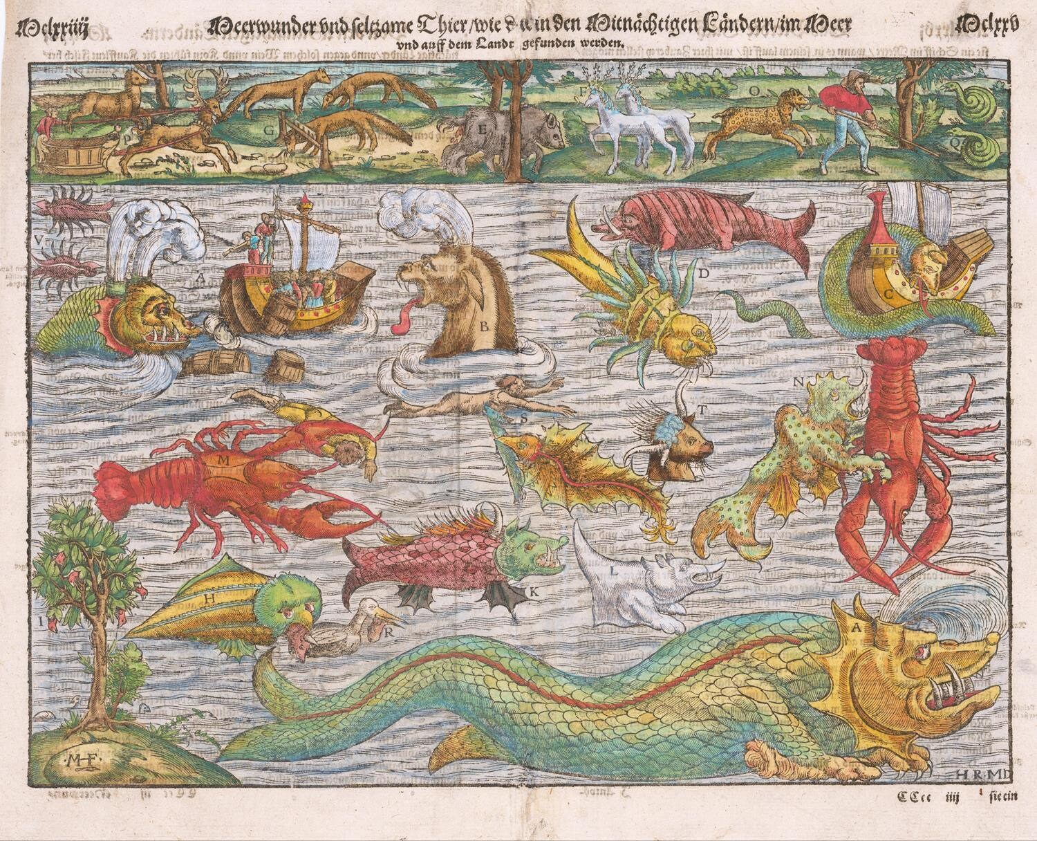 Old Sea Monster Map 1570 Very Rare Map Ancient Map Fine Etsy