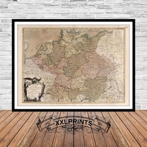 Antique German Empire Map Print, 1761: Fine Art Reproduction