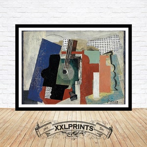 Pablo Picasso, Still life with door, guitar and bottle, 1916, fine reproduction, fine art print