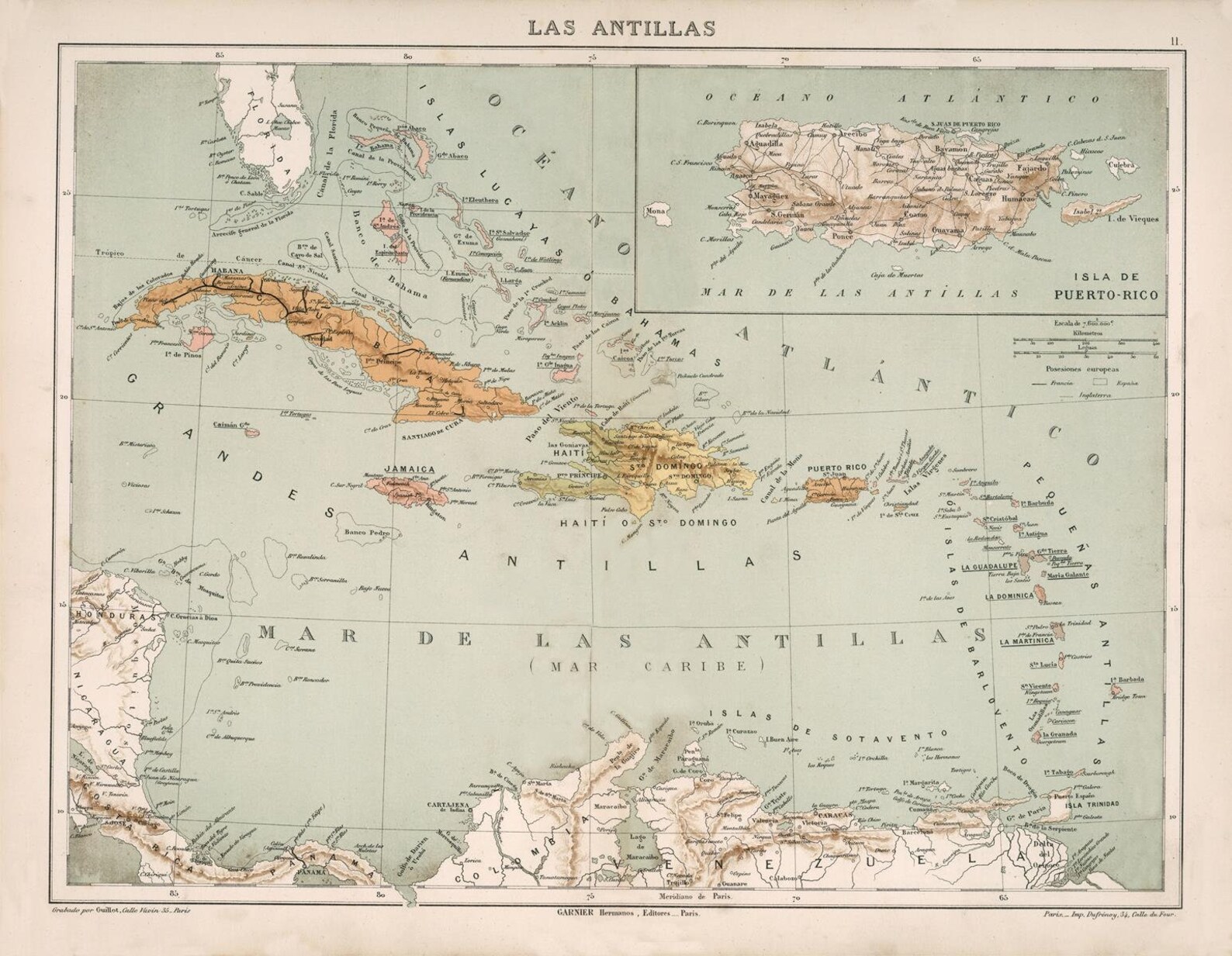 Old Map of Antilles 1885 Rare Map Antique Map Fine - Etsy