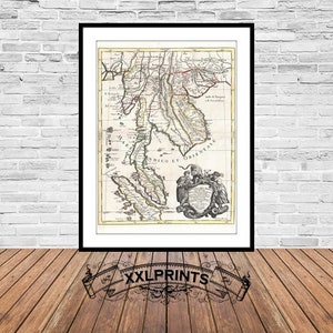 Southeast Asia Antique Map Print: Malay, Singapore, Thailand, 1683