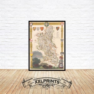 Alte Karte von Buckinghamshire,1840, seltene, antike Karte, England, feine Reproduktion, große Karte