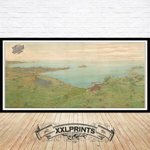 Alte Vogelansicht der Amalfiküste,Neapel,Capri,Italien,1920,extrem seltene,feine Reproduktion,große Landkarte,fine art print, Oversize Kartendruck