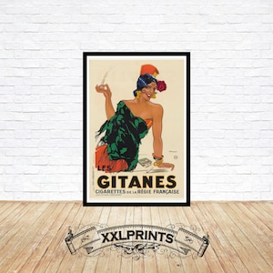Antiguo cartel vintage de Gitanes, 1931, reproducción fina, impresión de bellas artes, impresión de gran tamaño