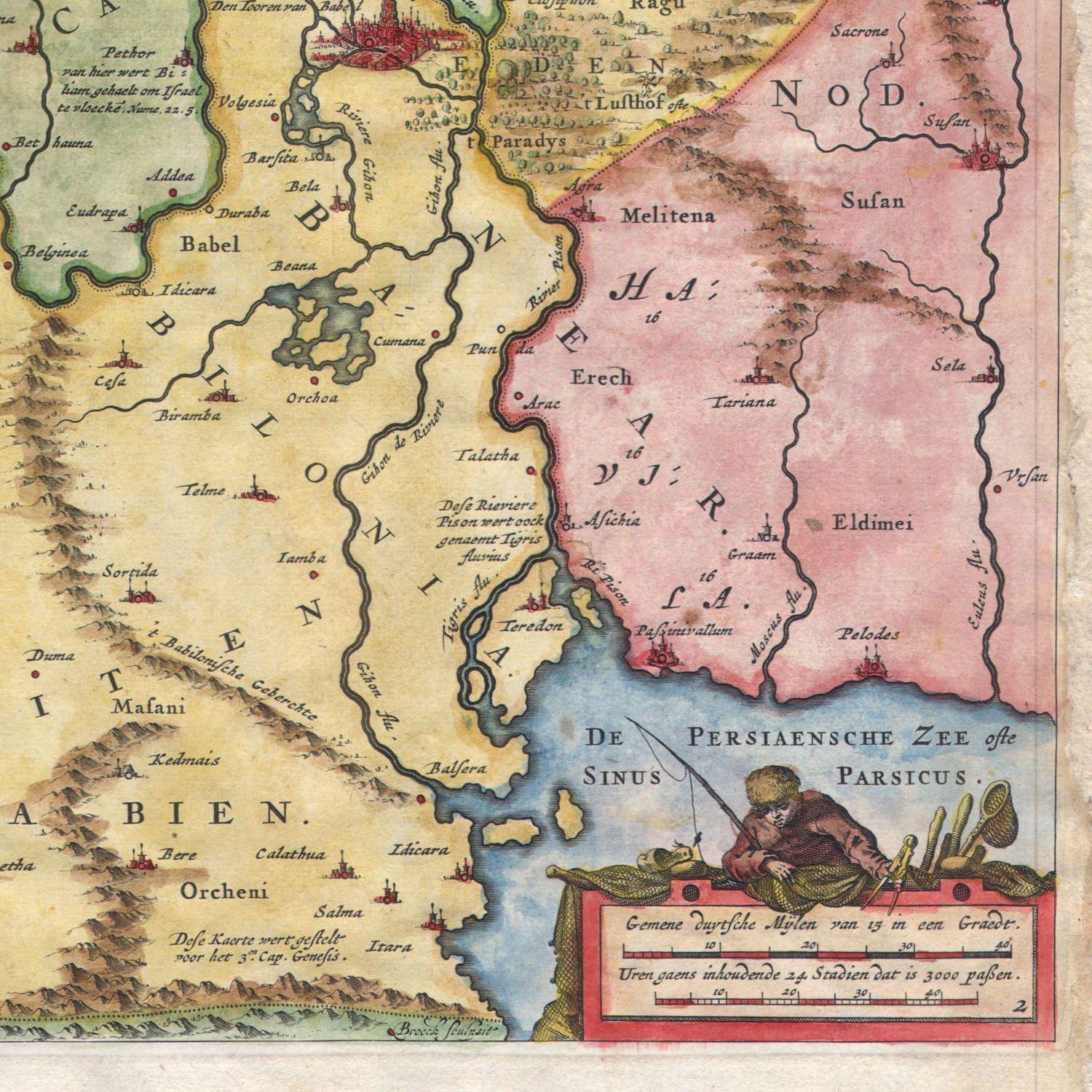 Ancient Holy Land Map Print: 1665 Visscher Allegorical Cartography ...