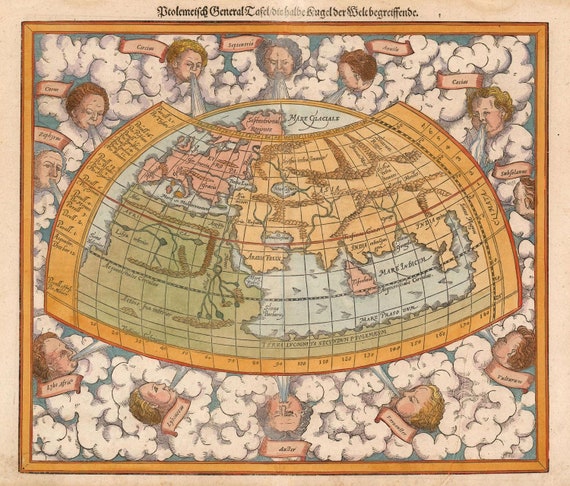 フランスアンティーク　MAP Ancient Map of the World, 1588, Very Rare Map, Fine