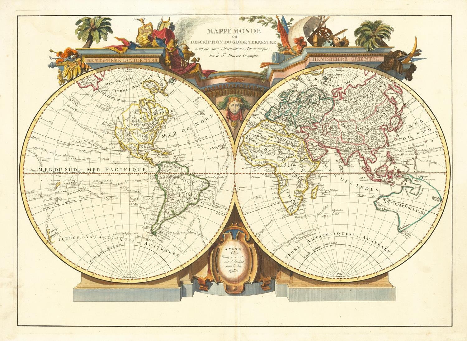 Old Map of the World, 1776, Ancient Map, Rare, Fine