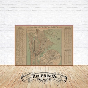 Mapa antiguo de Manhattan, Bronx, 1920, reproducción fina, mapa grande, impresión de bellas artes, decoración antigua, impresión de mapa de gran tamaño