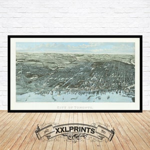 Toronto aus der Vogelperspektive, 1886, feine Reproduktion, große Karte, Fine Art Druck, Übergröße Landkarte