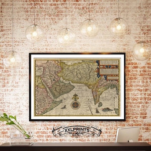 Ancient Map of Arabia & India, 1596: Fine Art Giclée Print
