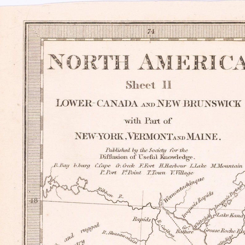 Old map of Lower Canada and New Brunswick large map fine art print antique map oversize map print 1832 fine reproduction