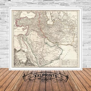 Antique map of Persia, Arabia, Turkey, 1753, rare map, old, fine reproduction, large map, fine art print, antique decor, oversize map print