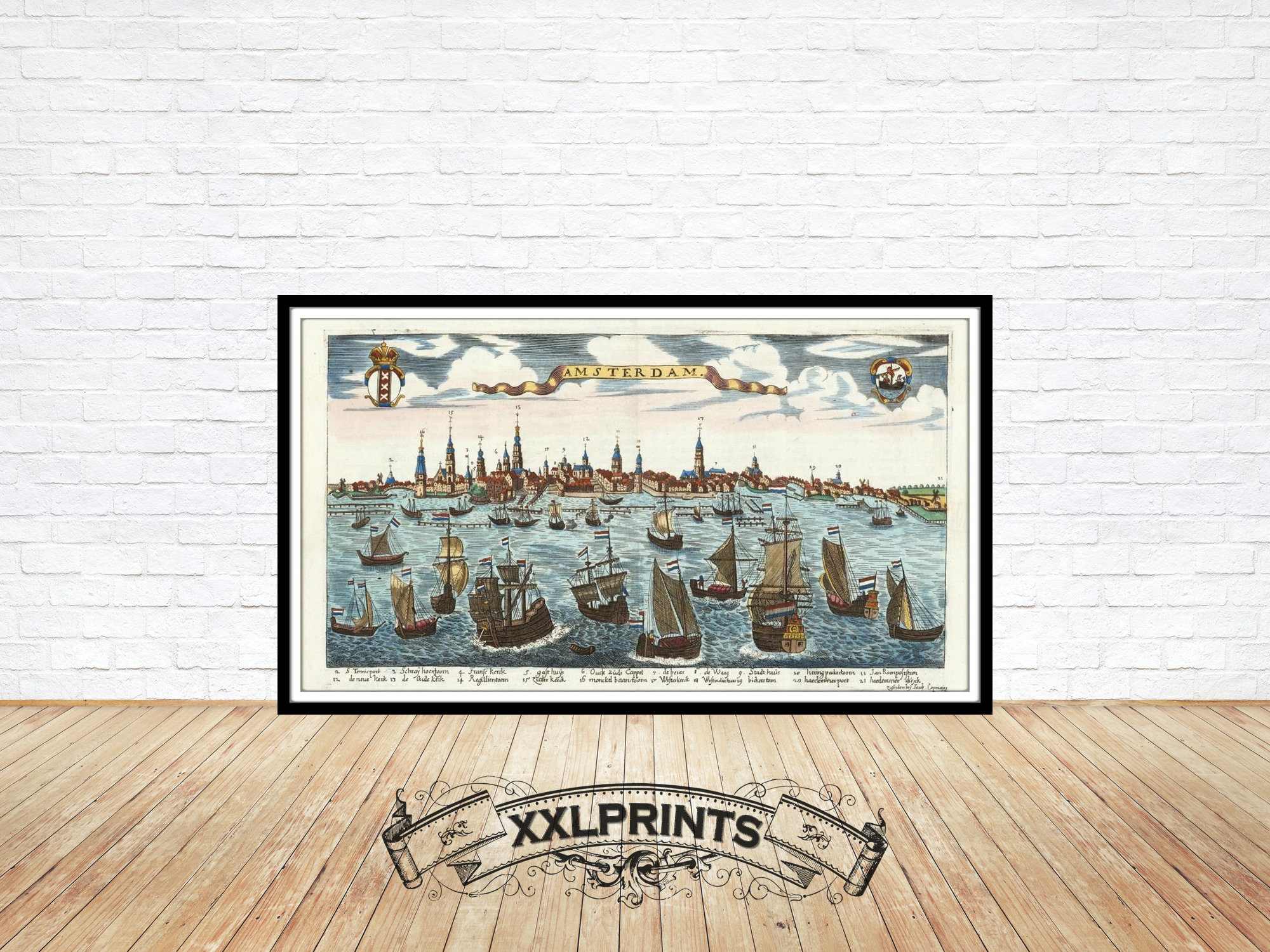 アムステルダム 1685年地図版画：アンティークシティビュー