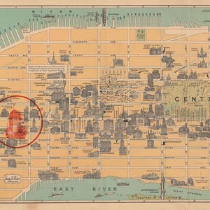 1926 Bildkarte von Manhattan, New York City, Vintage Karte, Vintage Karte, digitale Karte, Vintage Karte, Vintage Karte, Instant Download