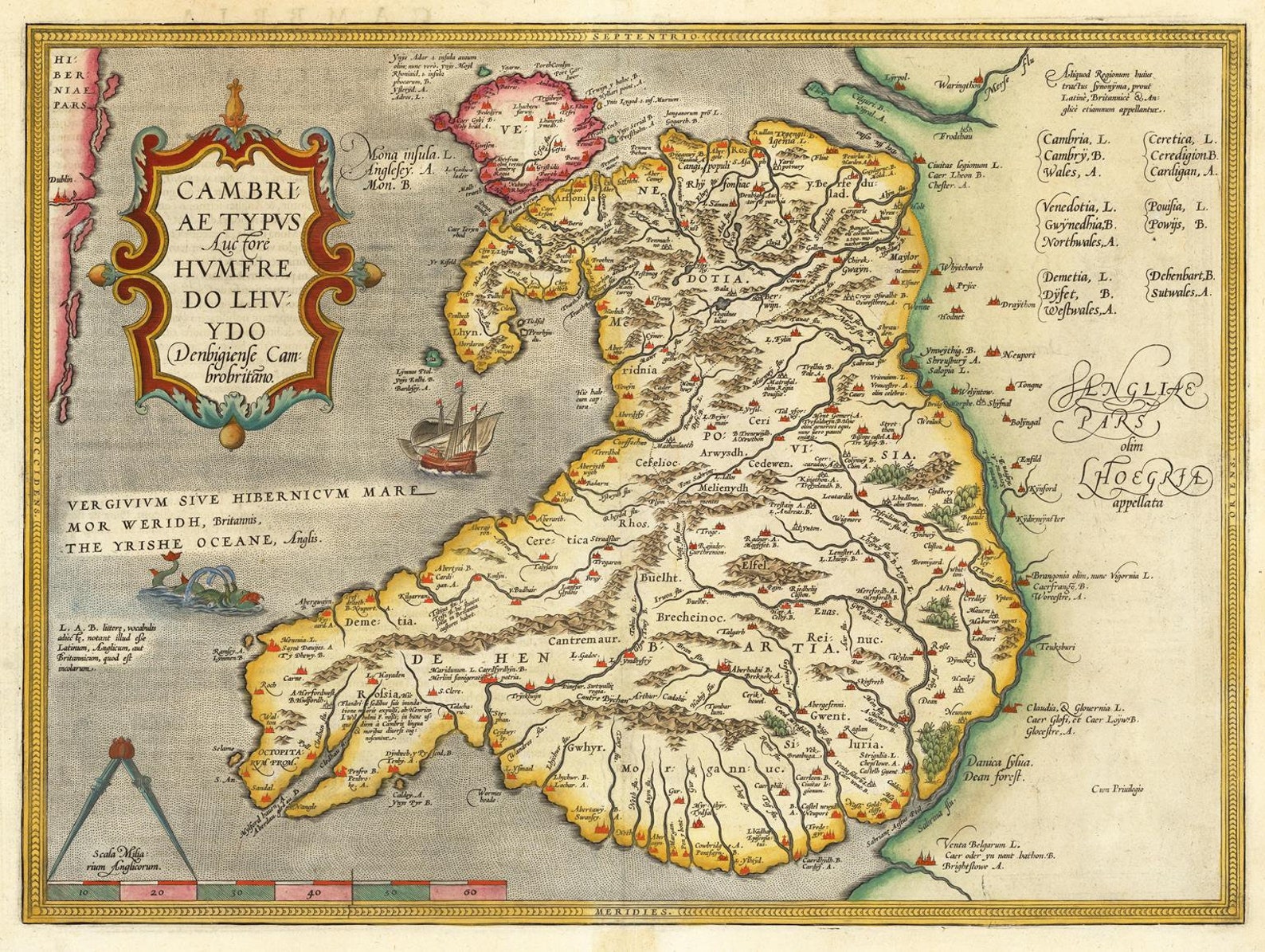 Ancient map of Wales Cambria 1603 extremely rare fine | Etsy