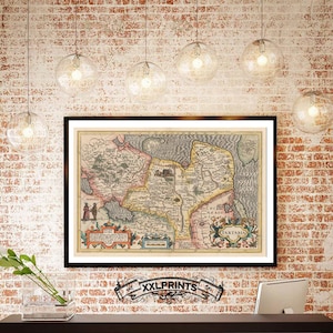 Carte ancienne de la Tartarie, Asie, 1606, carte rare, reproduction fine, impression grande carte, impression d'art