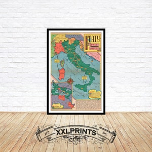 Old map of Italy and it&#39;s new empire, 1939, antique, fine reproduction, large map, fine art print, antique decor, oversize map print