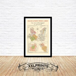 Burgundy Vineyards Map: Le Beaujolais, 1942 Vintage Wine Art Print