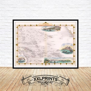Mapa antiguo de Polinesia, islas en el océano Pacífico, 1851, reproducción fina, mapa grande, impresión de bellas artes, impresión de mapa de gran tamaño
