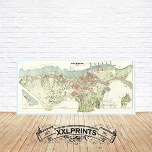 Antique map of Goteborg, 1888, rare map, fine reproduction, large map, fine art print, antique decor, oversize map print