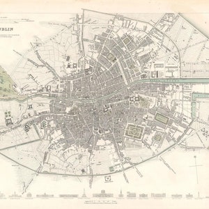 Old Map of Dublin Ireland 1836 City Plan Antique Fine - Etsy