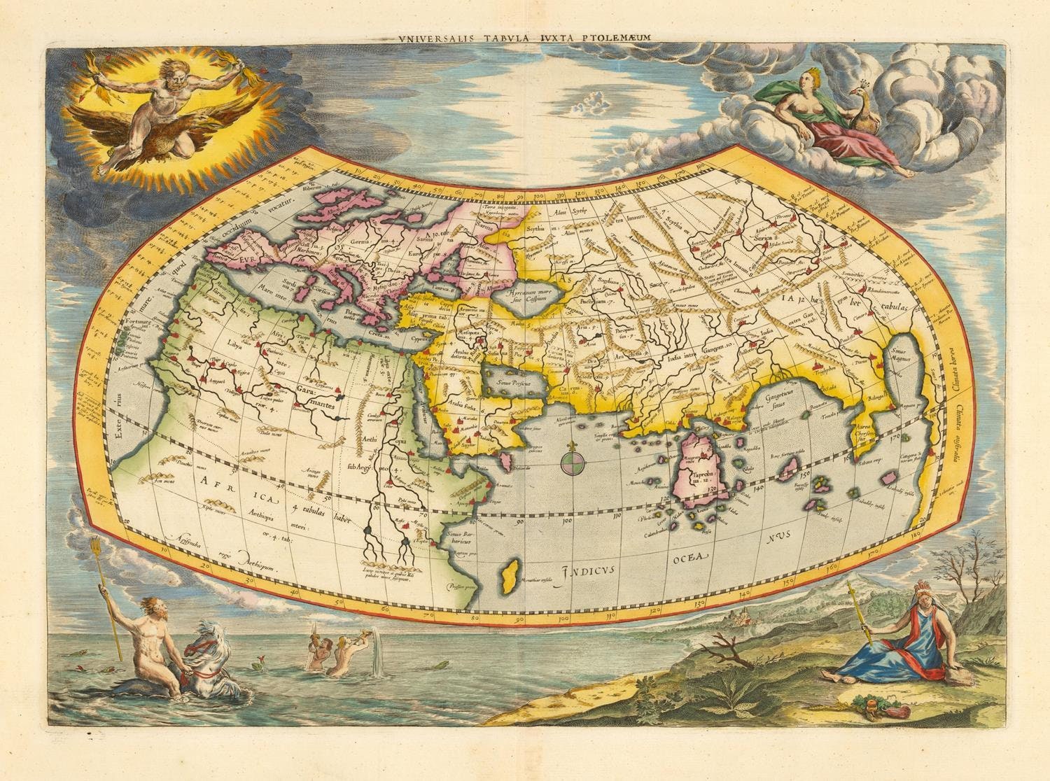 世界地図の絵画 プトレマイオスの世界地図の版画：1578年古代世界、美術複製 - Etsy 日本