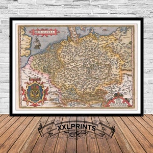 Antique Germany Map Print, 1584: Rare Historical Decor