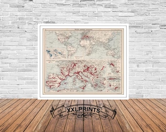 Old  map of wine growing countries, 1907, wine map, rare map, fine reproduction, large map, fine art print, antique decor,oversize map print
