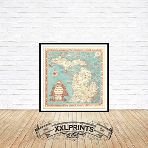 Old map of Michigan, 19th century map, historic map, fine reproduction, large map, fine art print, antique decor, oversize map print