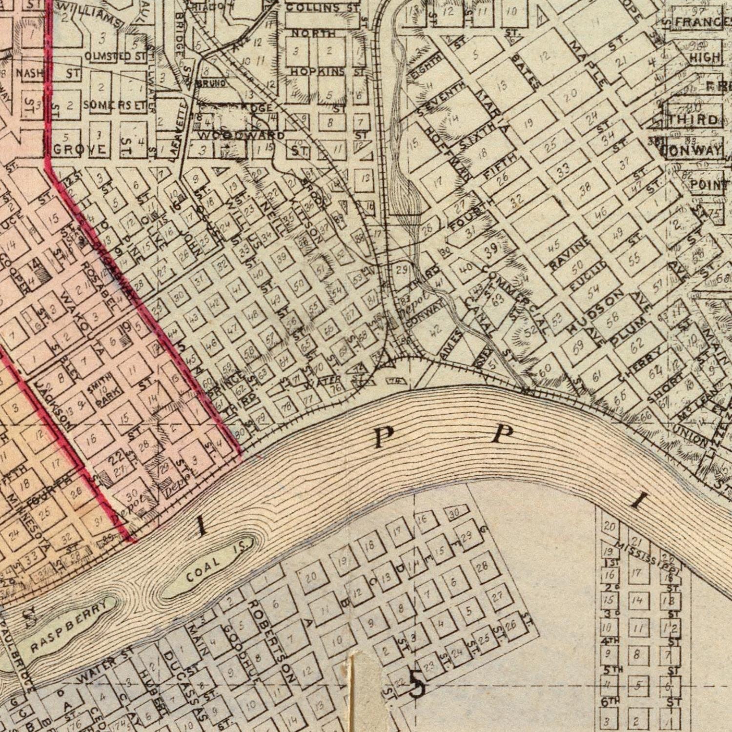 Old Map of St. Paul 1874 Antique Map Rare Map City Plan Etsy