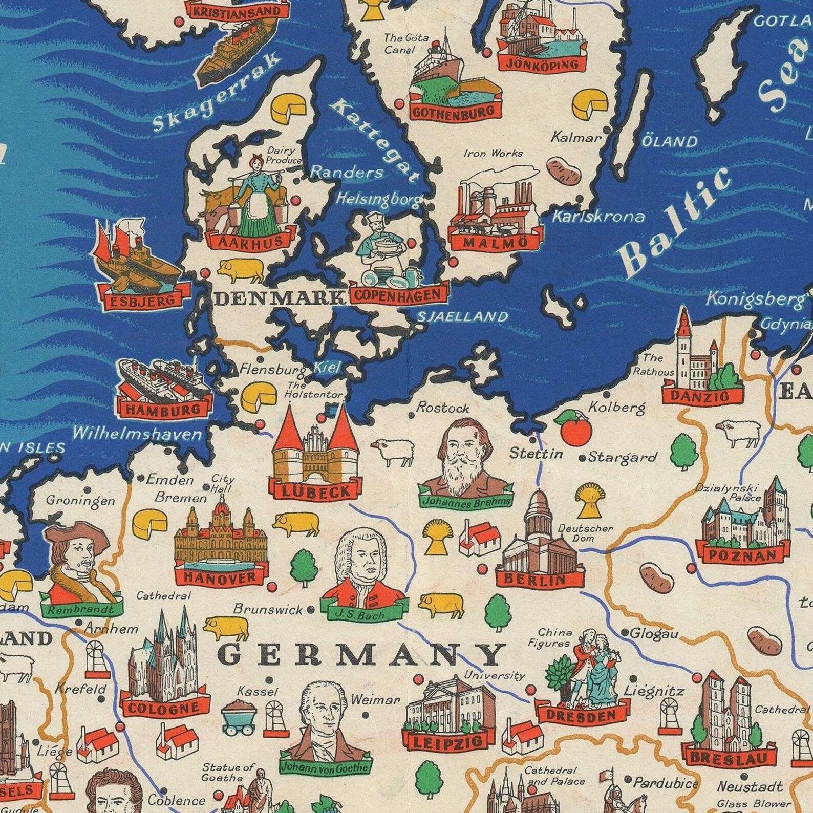 Old Pictorial Map of Europe 1945 Fine Reproduction Large - Etsy