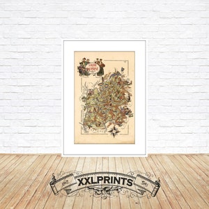 Mapa antiguo ilustrado de Saboya y Delfina, 1951, provincias de Francia, reproducción fina, mapa grande, impresión de bellas artes, impresión de mapa de gran tamaño