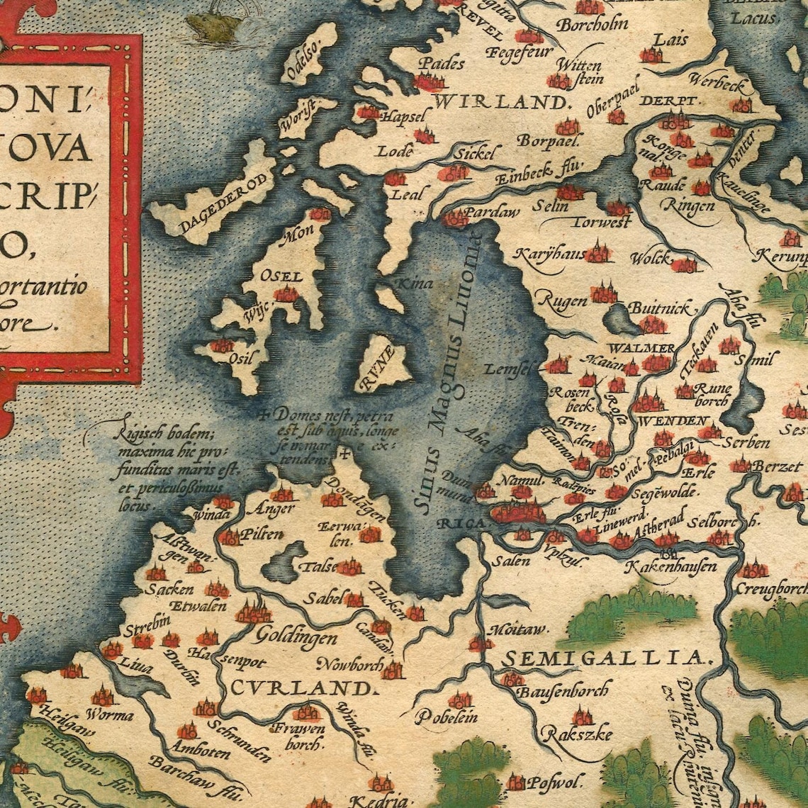 Ancient Map of Livonia 1584 Rare Map Beautiful Map Fine - Etsy