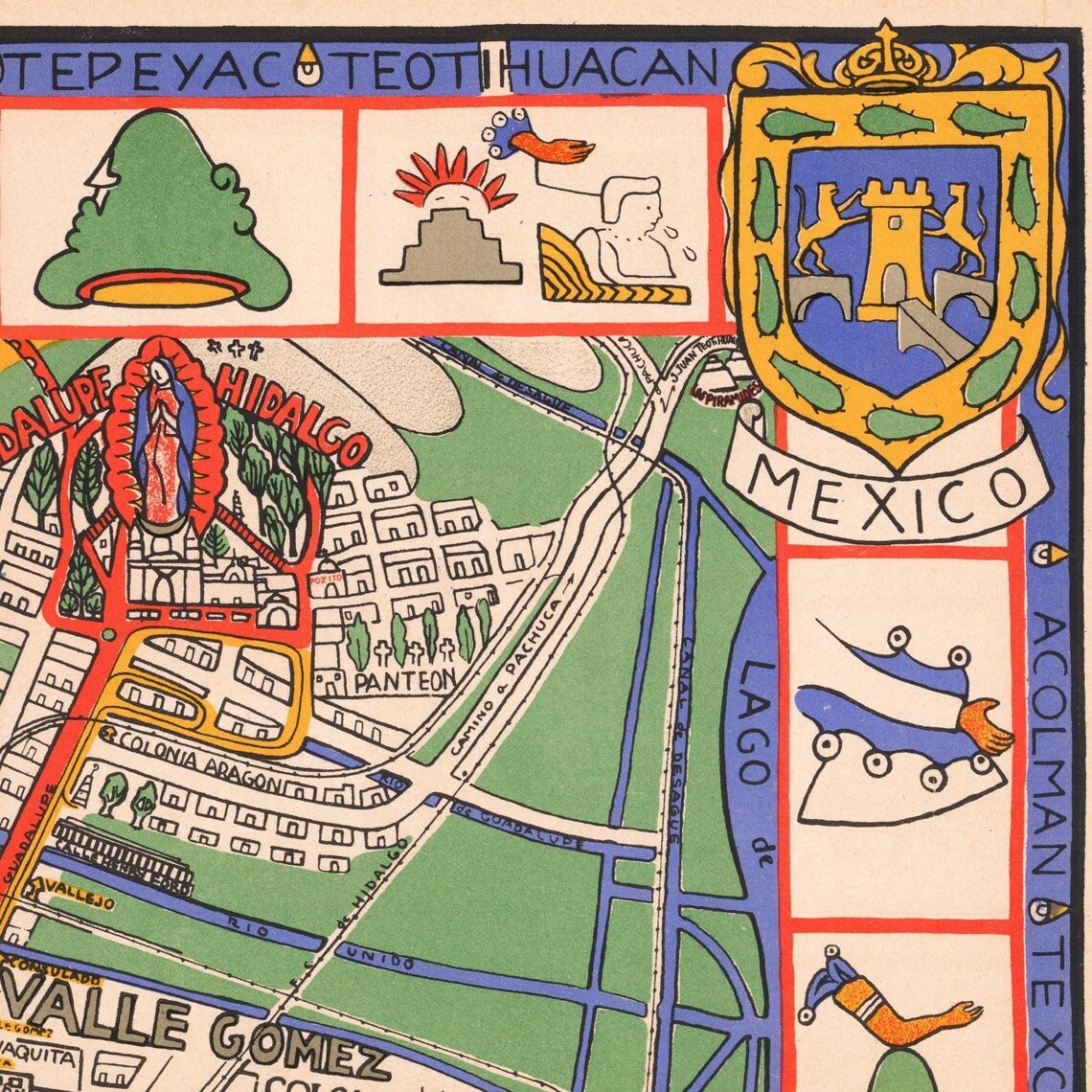 Old Pictorial Map of Ciudad De Mexico 1932 Fine Etsy