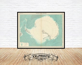 Old map of South Pole , 1922, fine reproduction, large map, fine art print, oversize map print