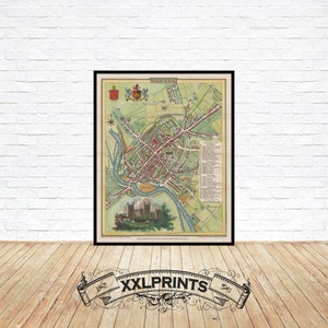Alte Karte von Exeter, 1805, Stadtplan, sehr seltene, antike Landkarte, schöne Reproduktion, große Karte, Kunstdruck