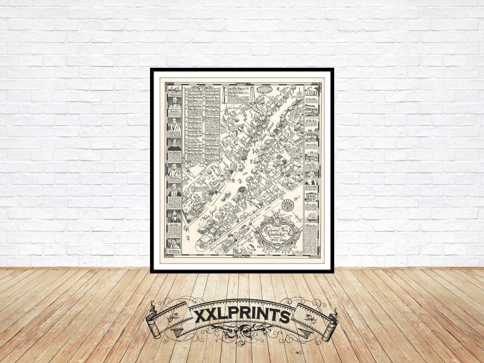 Old Map of Nantucket Town Main Street 1937 Pictorial Map - Etsy