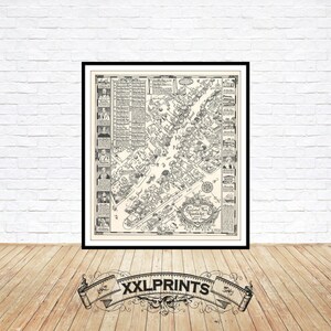 Mapa antiguo de la calle principal de la ciudad de Nantucket, 1937, mapa pictórico, reproducción fina, mapa grande, impresión de bellas artes, impresión de mapa de gran tamaño