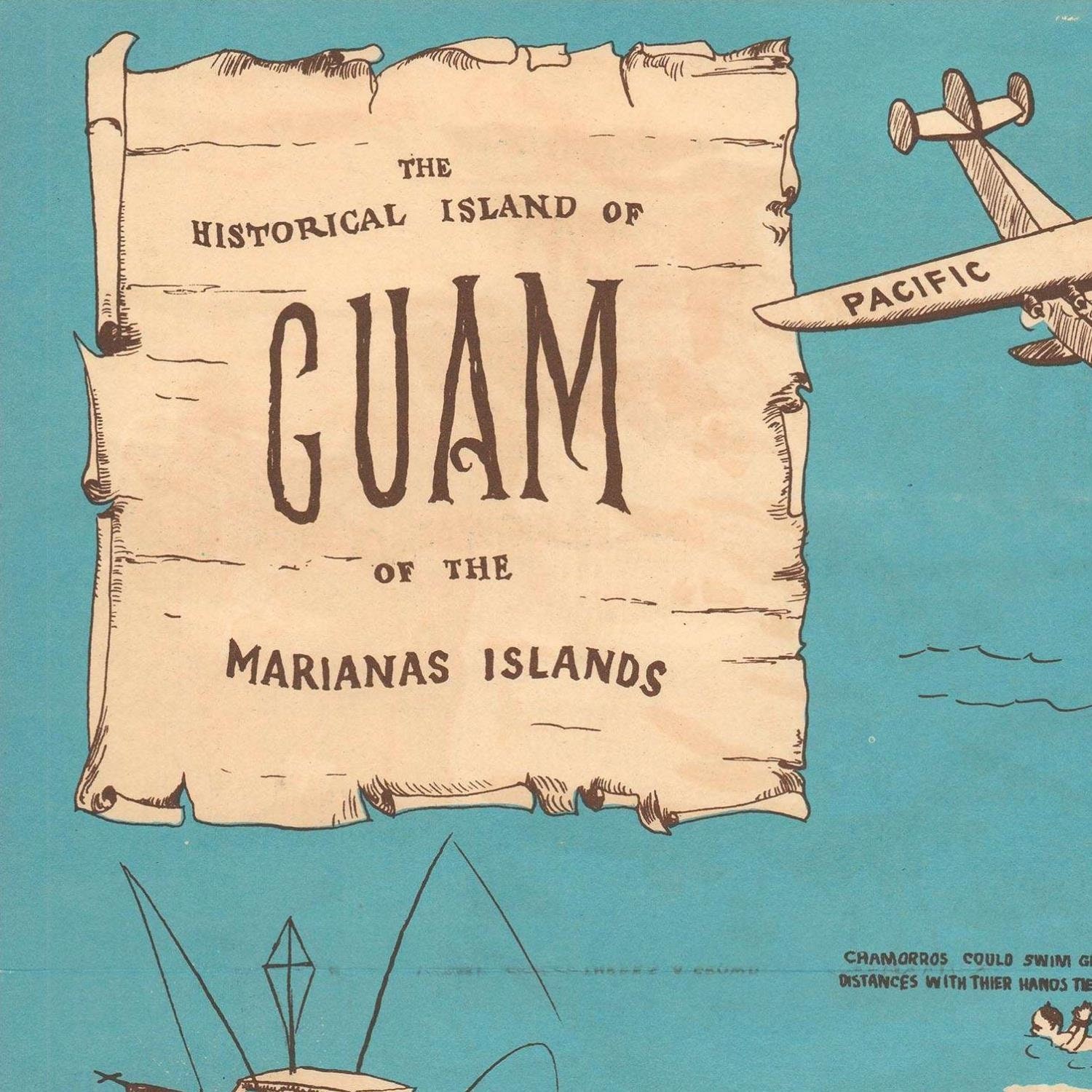 Old map of Guam Marianas Islands 19th century pictorial | Etsy