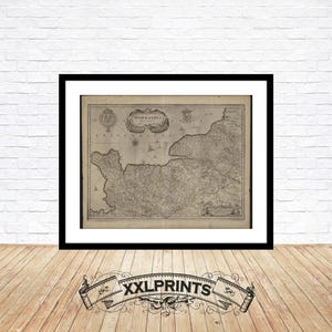 Normandy Map Print: 17th Century Antique Fine Art Reproduction