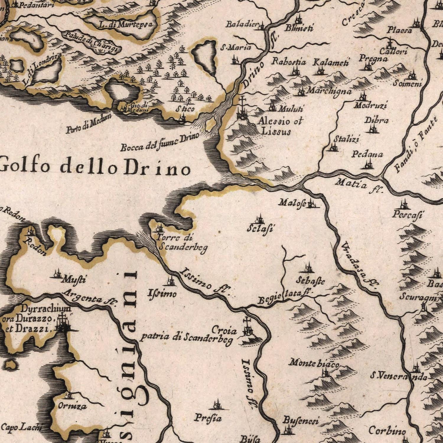 Old Map of Albania Macedonia 1689
