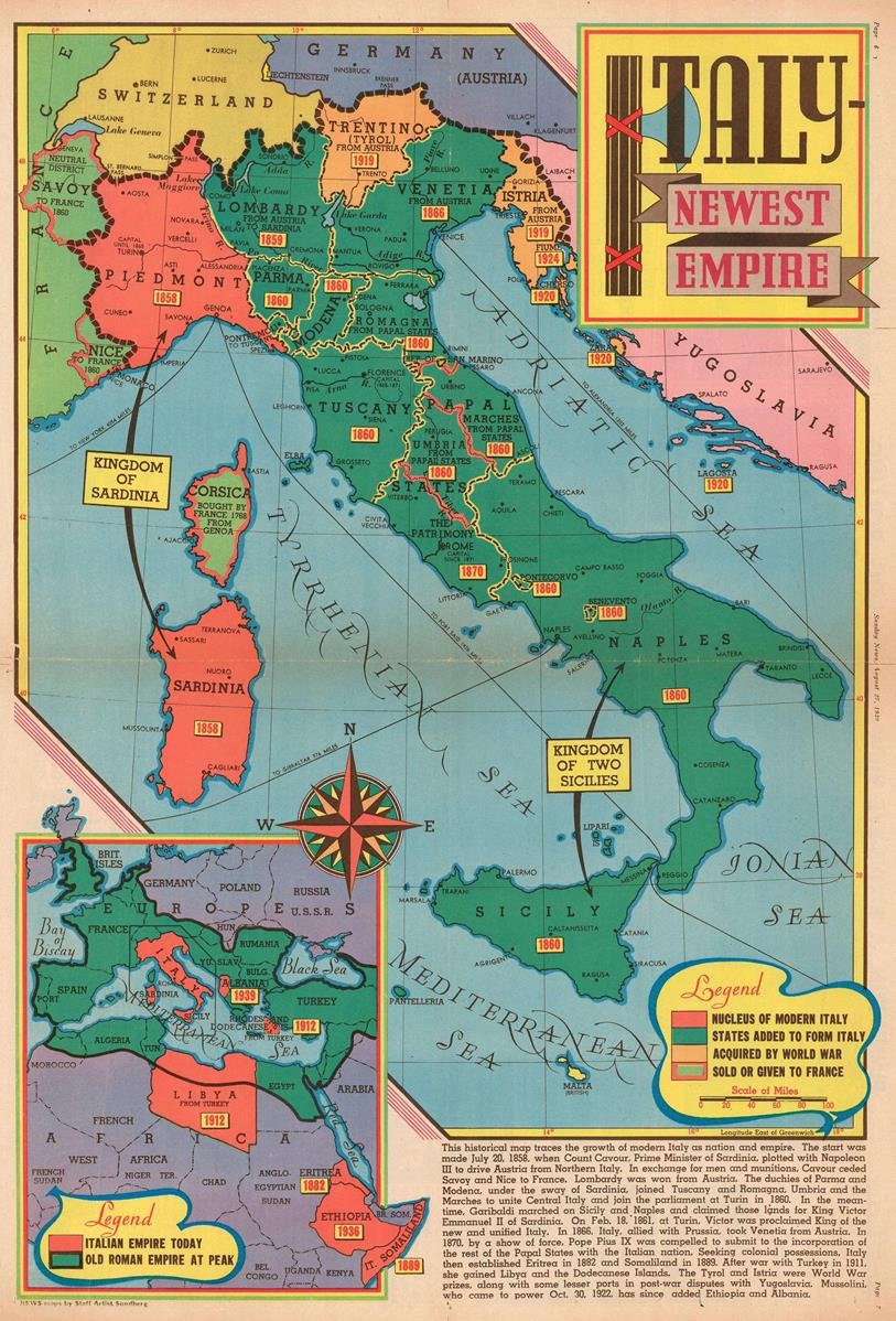 Old Map of Italy and It