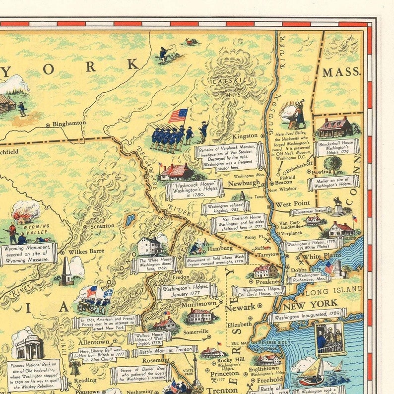Old Map of Principal Events in the Life of George Washington - Etsy