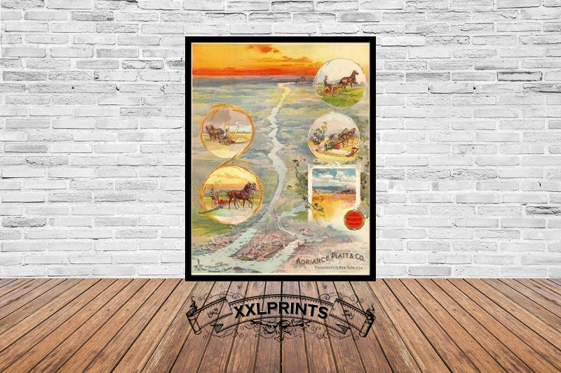 ニューヨーク市ハドソン川ヴィンテージマッププリント、1910年