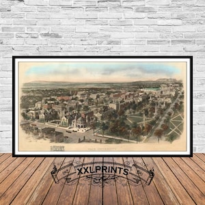 Alte Karte der Yale Univeristy, New Haven, Conneticut, 1906, Vogelperspektive, feine Reproduktion, große Karte, Fine Art Druck, Übergröße Kartendruck