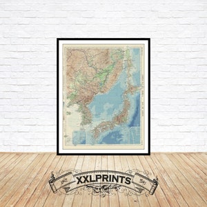 Alte Landkarte von China, Korea, Japanisches Meer, 1959, feine Reproduktion, große Karte, Fine Art Druck, Übergröße Karte